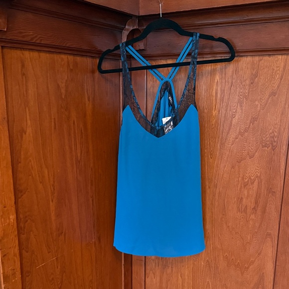 Express Tops - NWT Express Turquoise Lace Accent Blouse